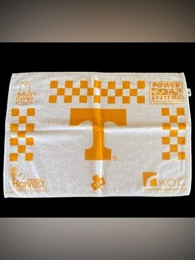 Tennessee Volunteers White Rally Towel Orange Power T logo Checkerboard Pattern